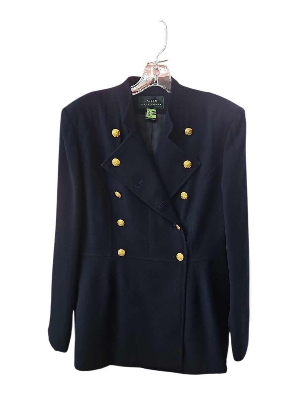 Lauren Ralph 'MARTINIQUE' Wool Navy Double-Breasted Military Blazer